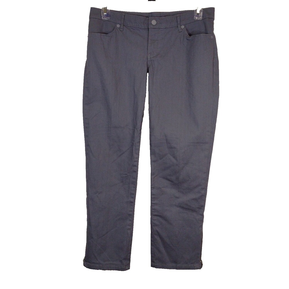 Norma Kamali Womens‎ 6 Gray Blue Side Zipper Ankle Jean Pant Work Club Career